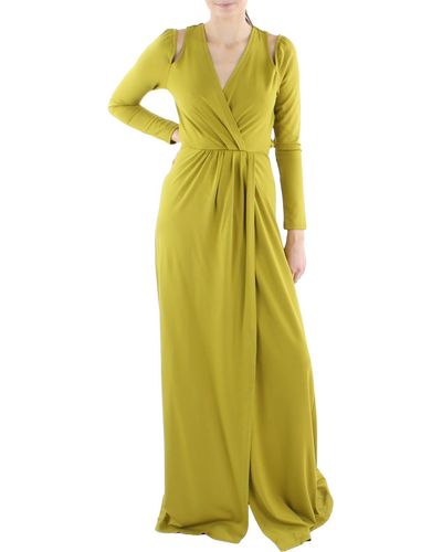 Yaura Knit Cold Shoulder Evening Dress - Yellow