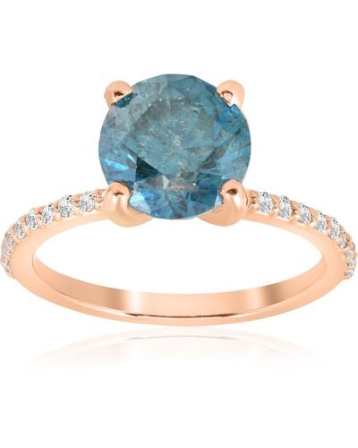 Pompeii3 3 1/5ct Blue Diamond Engagement Ring - Multicolor