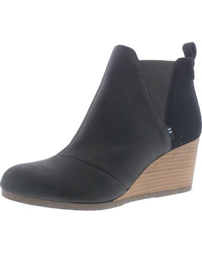 TOMS Kelsey Leather Ankle Booties - Blue