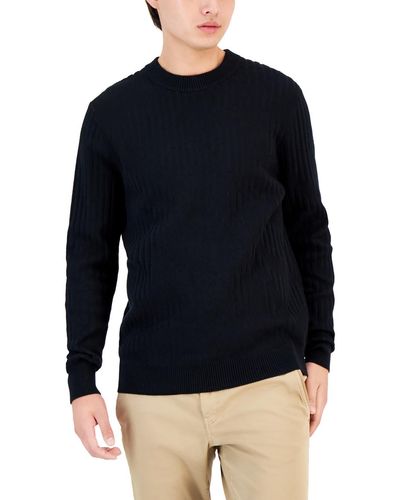 Alfani Ribbed Pullover Crewneck Sweater - Blue