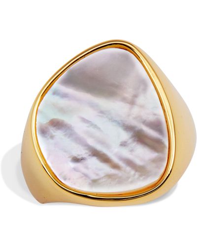 Savvy Cie Jewels 18k Gold Pl. Fresh Shell Ring - White