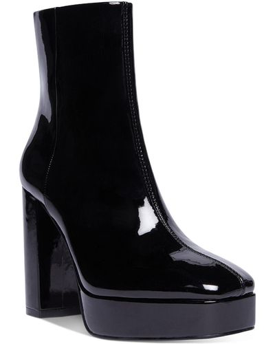 Madden Girl Autum Patent Square Toe Mid-calf Boots - Black