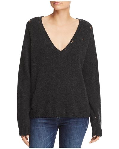 Rails Tristan Wool Blend V Neck Pullover Sweater - Black