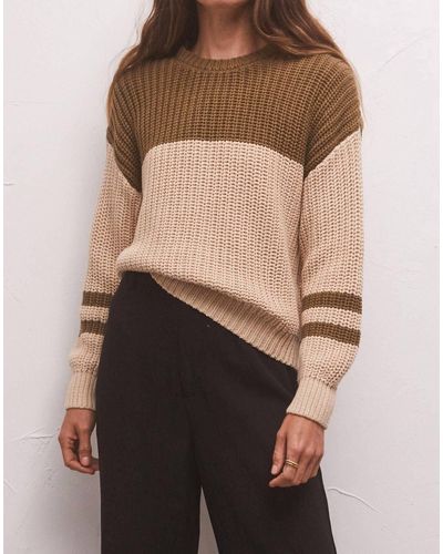Z Supply Lyndon Color Block Sweater In Tribe - Brown