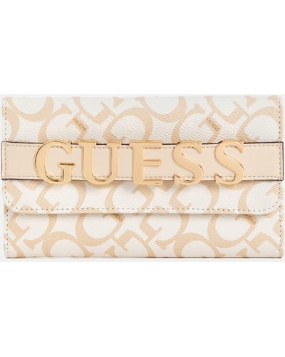 Guess Factory Tenerife Logo Fold-over Clutch - Natural