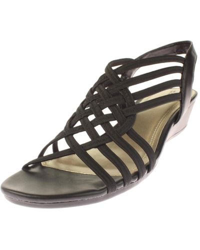 Naturalizer Remix Stretch Faux Leather Wedge Sandals - Black