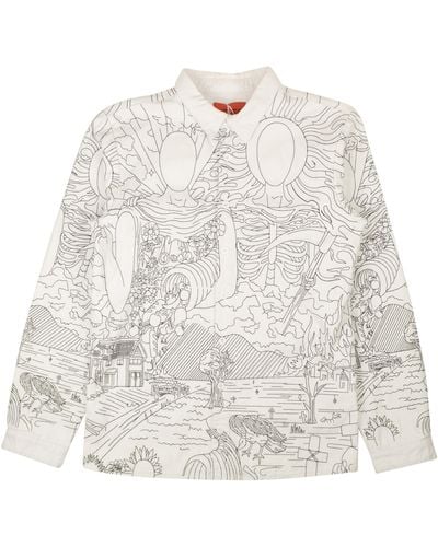 Who Decides War Duality Button Up - Cloud - White