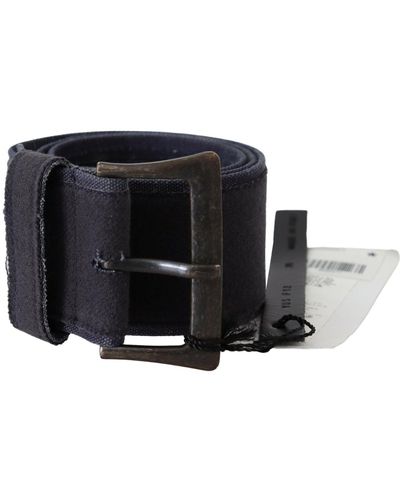 Ermanno Scervino Elegant Navy Blue Leather Waist Belt - Black