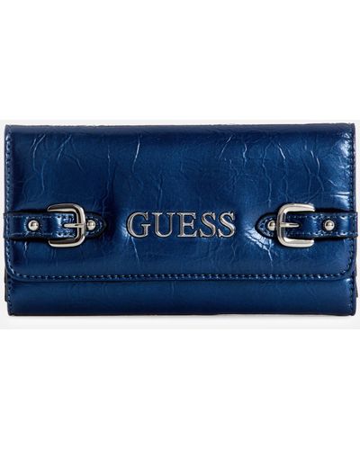 Guess Factory Dementri Slim Clutch Wallet - Blue