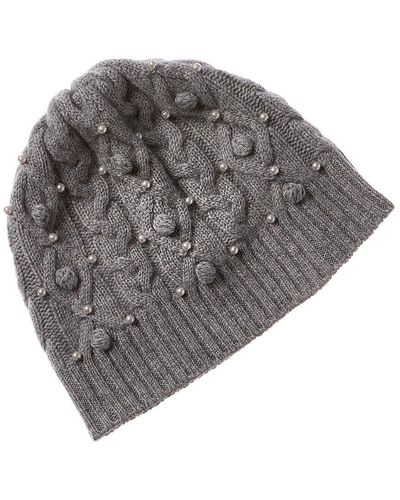 Forte Chunky Pearl Cable Cashmere Hat - Gray