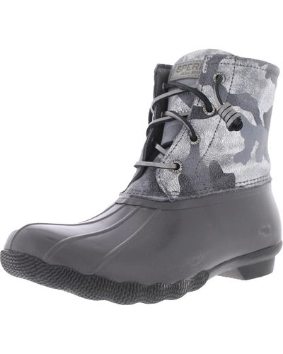 Sperry Top-Sider Saltwater Leather Metallic Winter & Snow Boots - Gray