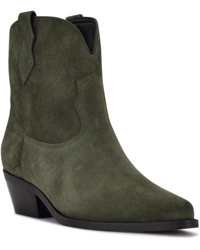 Nine West Leather Embroidered Cowboy - Green