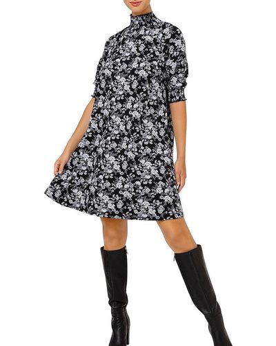 Leota Raelyn Floral Mini Shift Dress - Black