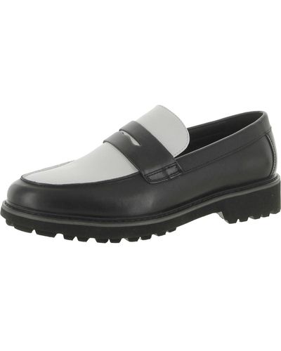 INC Vance Leather Slip On Loafers - Black