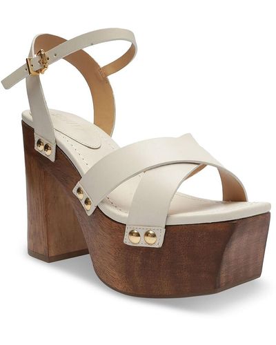 SCHUTZ SHOES Gaylah Leather Open Toe Platform Heels - Brown