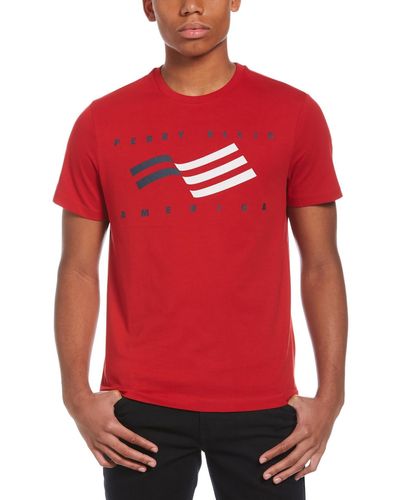Perry Ellis America Cotton Graphic T-shirt - Red
