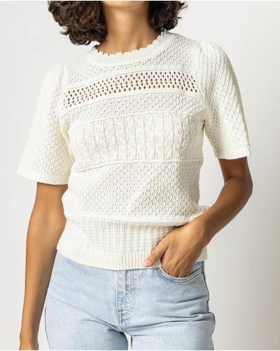 Lilla P Puff Sleeve Pullover Sweater - White