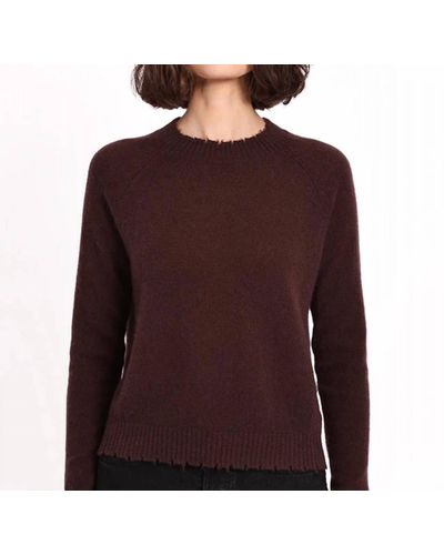 Minnie Rose Cashmere Frayed Edge Cropped Sweater - Purple