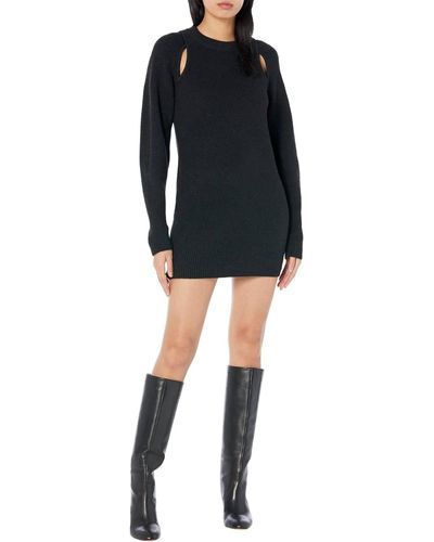 Moon River Cutout Sweater Mini Dress - Black