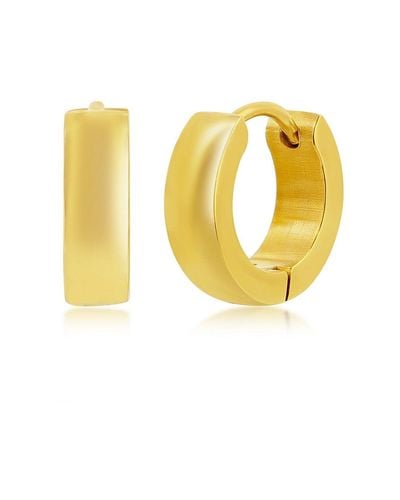 Black Jack Jewelry Stainless Steel 13mm Polished huggie Hoop Earrings - Plated - Yellow