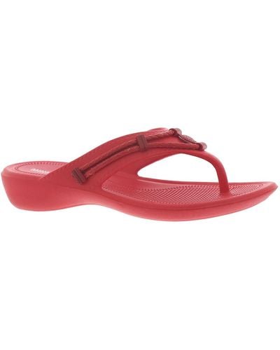 Minnetonka Sliverthorne Canvas Thong Flat Sandals - Red
