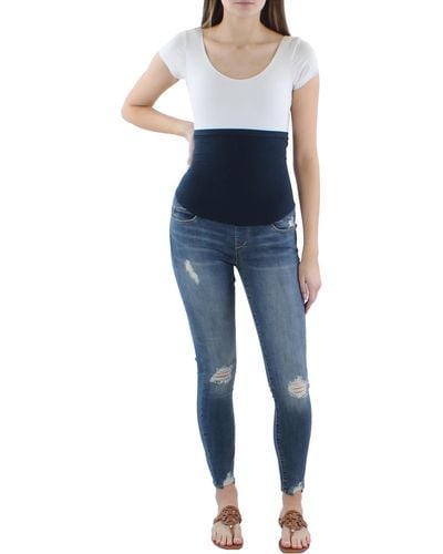 Articles of Society Maternity Distressed Ankle Jeans - Blue