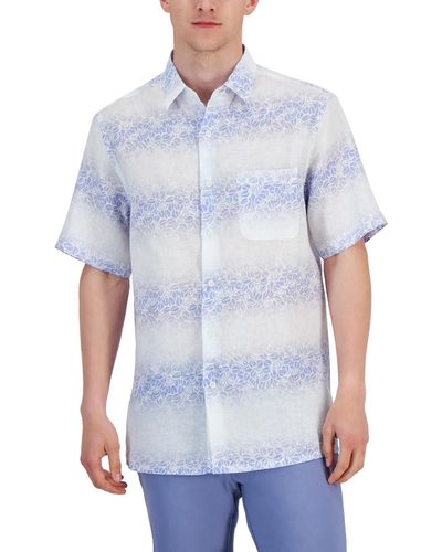 Club Room Manny Printed Linen Button-down Shirt - White