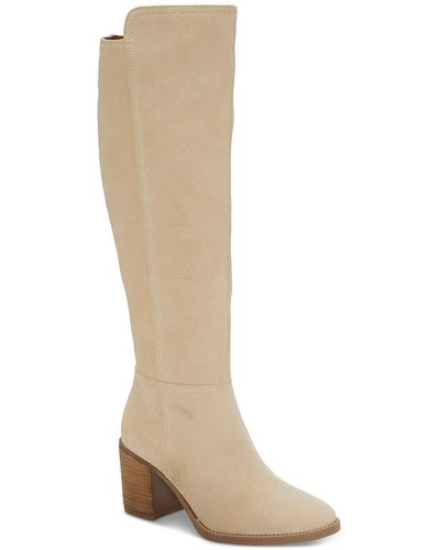 Lucky Brand Bonnay Leather Stacked Heel Knee-high Boots - White