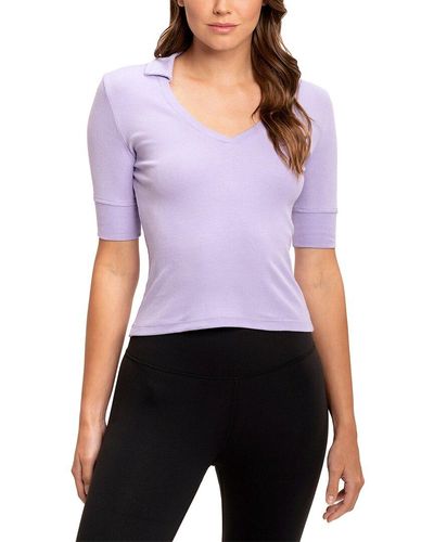 Threads For Thought Aubrey Feather Rib Collar V-neck Top - Purple