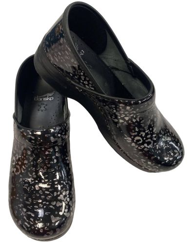 Dansko Professional Clog In Pewter Leopard Patent - Multicolor