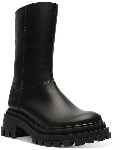 SCHUTZ SHOES Juany Leather Zipper Mid-calf Boots - Black