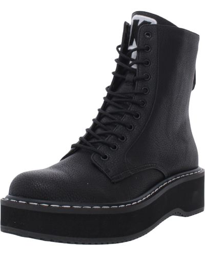 Kendall + Kylie Hunt Faux Leather Round Toe Combat & Lace-up Boots - Black