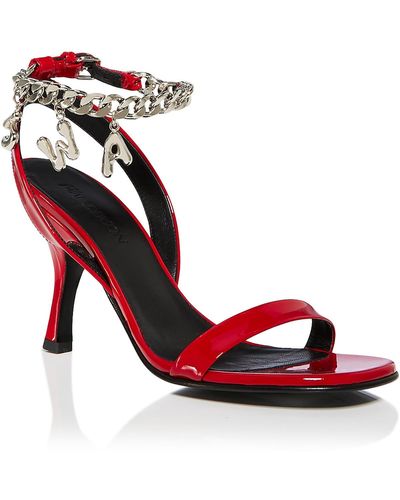 JW Anderson Patent Leather Chain Ankle Strap - Red