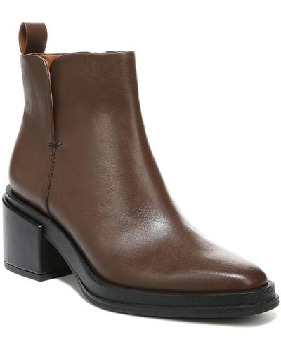 Franco Sarto Dalden Leather Square Toe Ankle Boots - Brown
