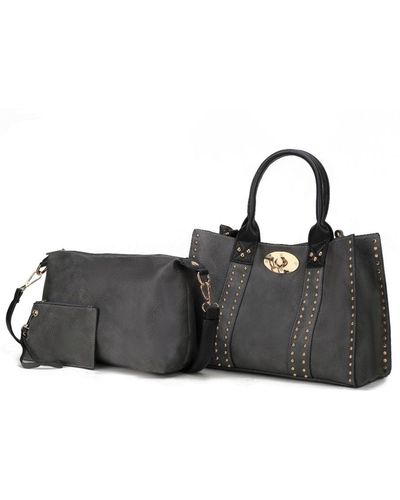 MKF Collection by Mia K Elissa 3 Pc Set Satchel Handbag - Black