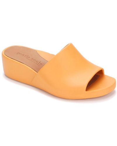 Gentle Souls Gisele Wedge Slide Eva Open Toe Slip On Wedge Sandals - Orange