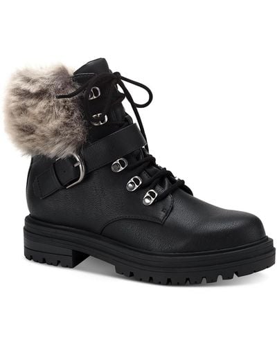 Sun & Stone Orlenaa Cold Weather Faux Fur Lined Booties - Black