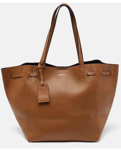 DKNY Leather Shopper Tote - Brown