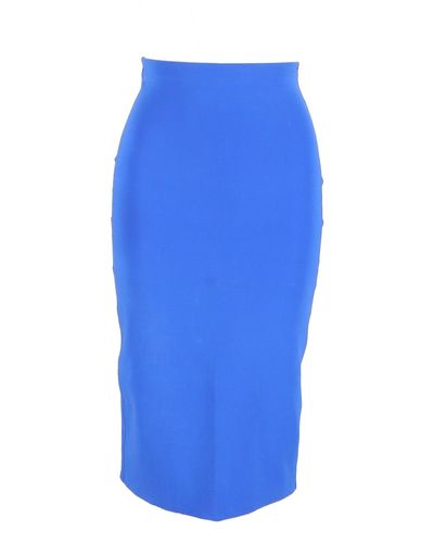 Max Mara Knee-length Pencil Skirt In Electric Blue Silk