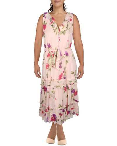 Lauren by Ralph Lauren Floral Maci Midi Dress - Pink