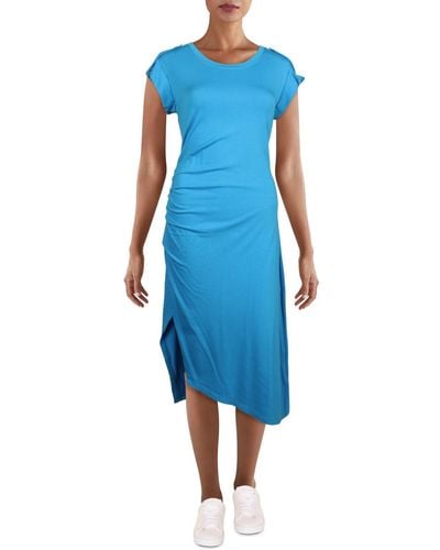 Lauren by Ralph Lauren Asymmetrial Hem Midi T-shirt Dress - Blue
