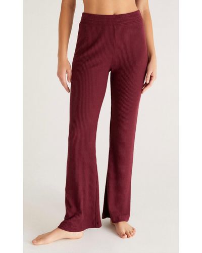 Z Supply Show Some Flare Rib Pant - Red