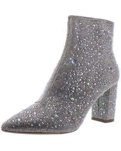 Betsey Johnson Cady Embellished Block Heel Ankle Boots - Gray