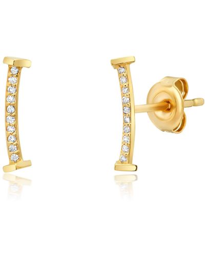 Paige Novick 14k Gold Diamond Curved Earrings Studs Withtriangle End Caps - Metallic