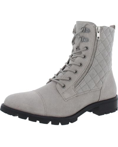 White Mountain Dashing Faux Suede Quilted Combat & Lace-up Boots - Brown