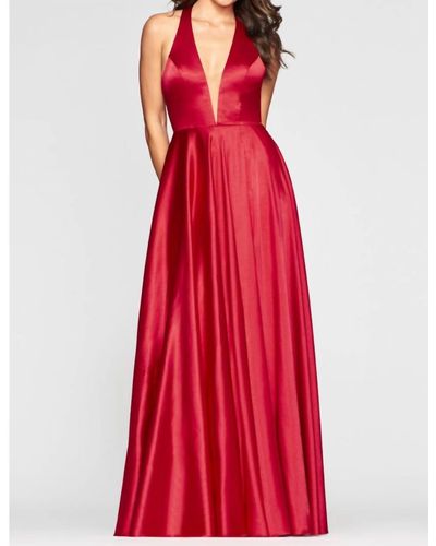 Faviana Long Charmeuse Dress - Red