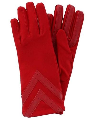 Isotoner Spandex 3-button Length Chevron Gloves - Red