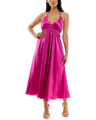 Bebe Satin Long Slip Dress - Pink