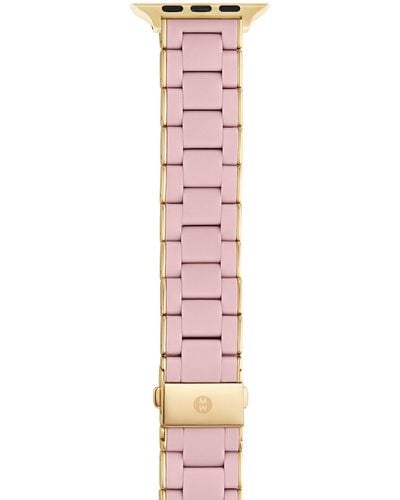 Michele 38/40/41mm And 42/44/45/49mm Barely Pink And -tone Silicone-wrapped Stainless Steel Band For Apple W