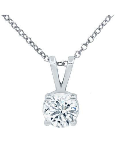 Diana M. Jewels 14kt White Gold Diamond Double Bail Solitaire Pendant Containing 0.50 Cts Tw - Metallic